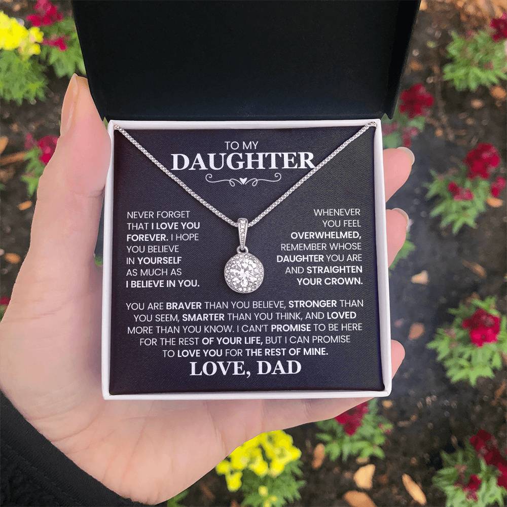 To My Daughter - Straighten Your Crown - Eternal Hope Necklace Gift from Dad