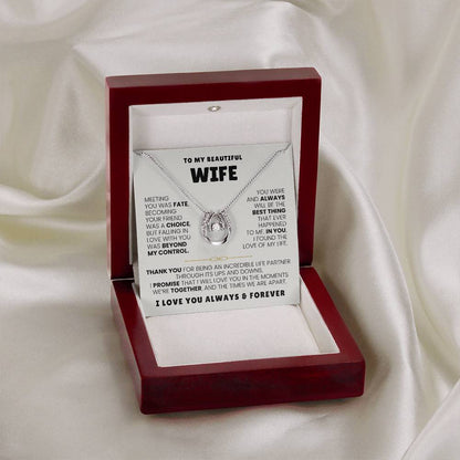 To My Beautiful Wife Necklace - Sentimental Birthday Gift from Husband, Romantic Jewelry for Valentine’s Day & Holidays - Lucky In Love Necklace