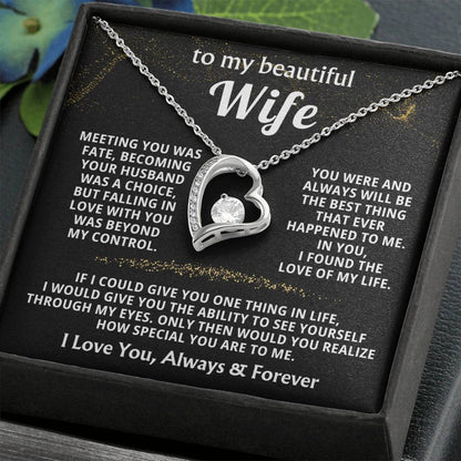 To My Beautiful Wife Necklace - Sweet Emotional Gift for Wife from Husband on Birthday, Anniversary & Valentine’s Day - Forever Love Necklace