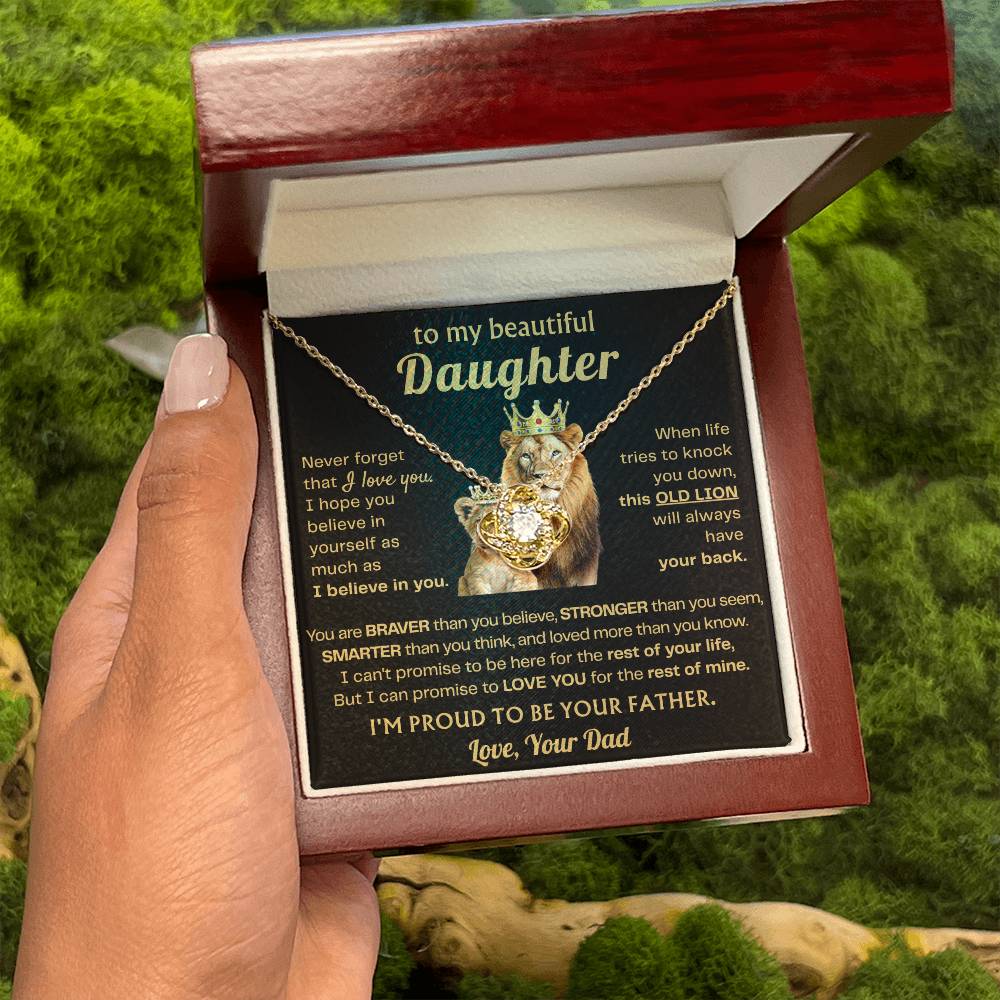 To My Beautiful Daughter Necklace - When life tries to knock you down - Daughter Present from Dad - Love Knot Necklace