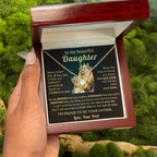 To My Beautiful Daughter Necklace - When life tries to knock you down - Daughter Present from Dad - Love Knot Necklace