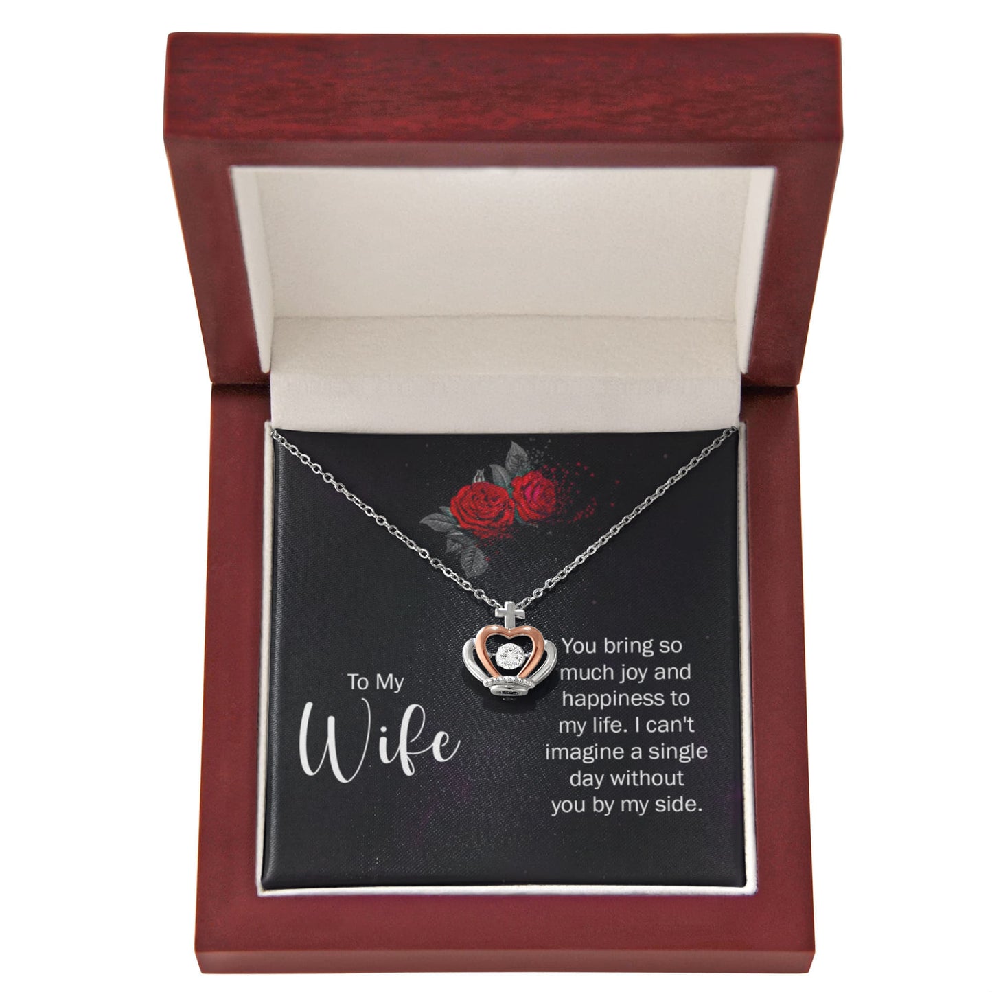 To My Wife Necklace - Forever & Always Jewelry Gift from Husband for Valentine’s Day & Birthday - Crown Pendant Necklace