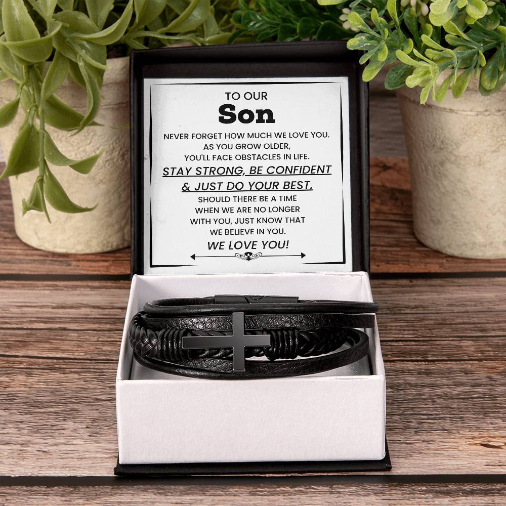 Gift for Son from Parents – Christmas, Birthday – Men’s Cross Bracelet