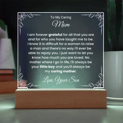 Acrylic Plaque for Mom, Loving Gift from Son, Mother’s Day Present, Birthday Keepsake