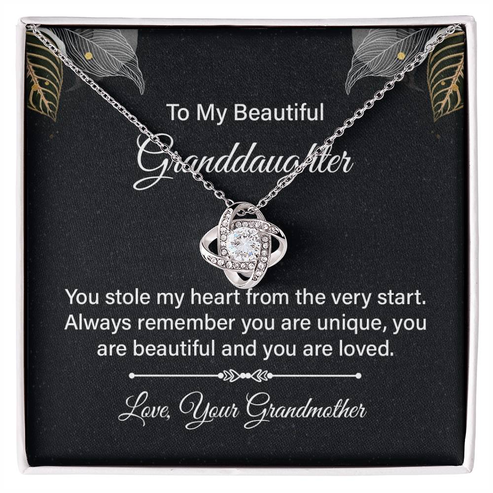 To My Granddaughter Necklace – Gift from Grandmother for Any Special Occasion – Love Knot Necklace