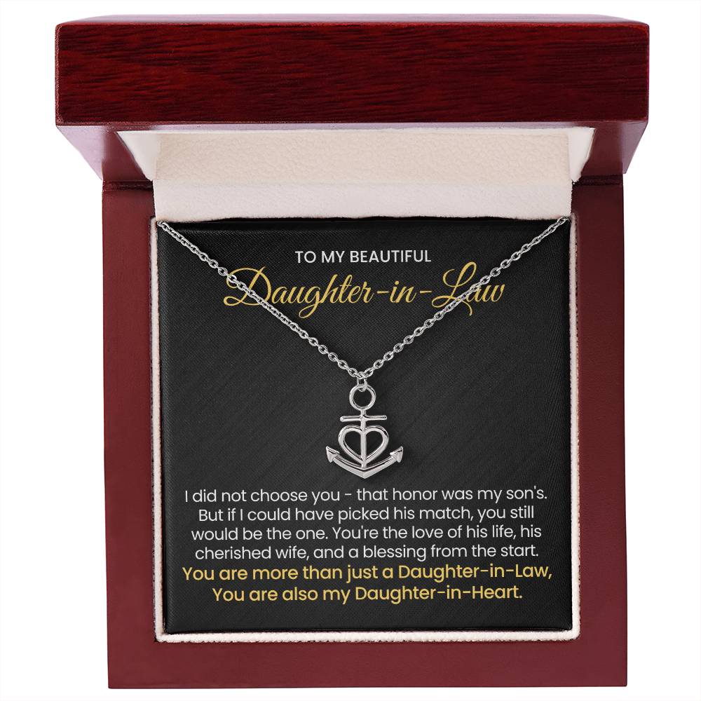 To My Daughter In Law - You are also my Daughter in heart - Anchor Pendant Necklace