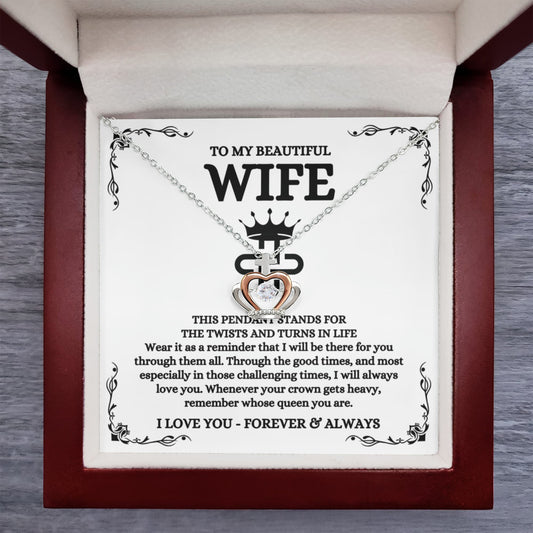 To My Wife Necklace - Romantic Birthday Gift from Husband - Crown Pendant Necklace