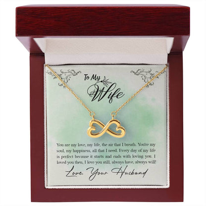 To My Wife Necklace - Emotional Love Jewelry Gift from Husband for Valentine’s Day & Birthday Happiness - Endless Love Necklace