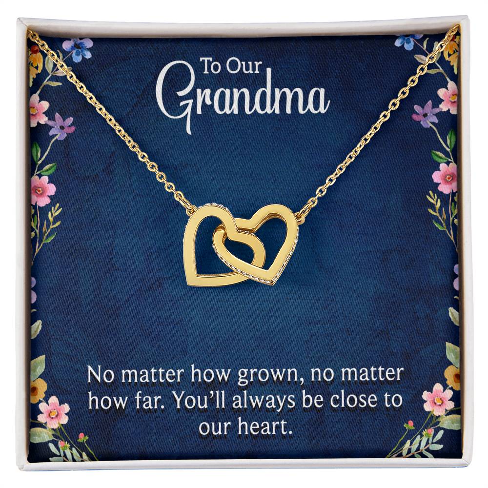 To Our Grandma - You will always be close to our heart - Gift for Grandmother - Interlocking Hearts Necklace
