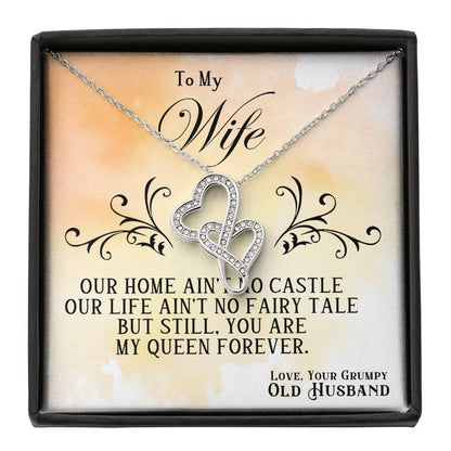 To My Wife Necklace - Sweet Emotional Gift for Wife from Husband on Birthday, Anniversary & Valentine’s Day - Heart-to-heart Pendant Necklace