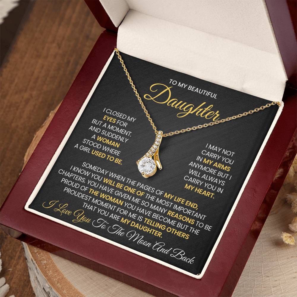 To My Daughter Necklace - I love you to the moon and back - Alluring Beauty Necklace Gift for Daughter