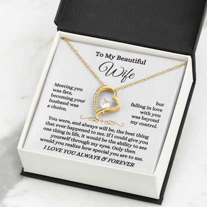 To My Beautiful Wife Necklace - Perfect Romantic Surprise from Husband for Anniversary, Birthday & Valentine’s Day - Forever Love Necklace