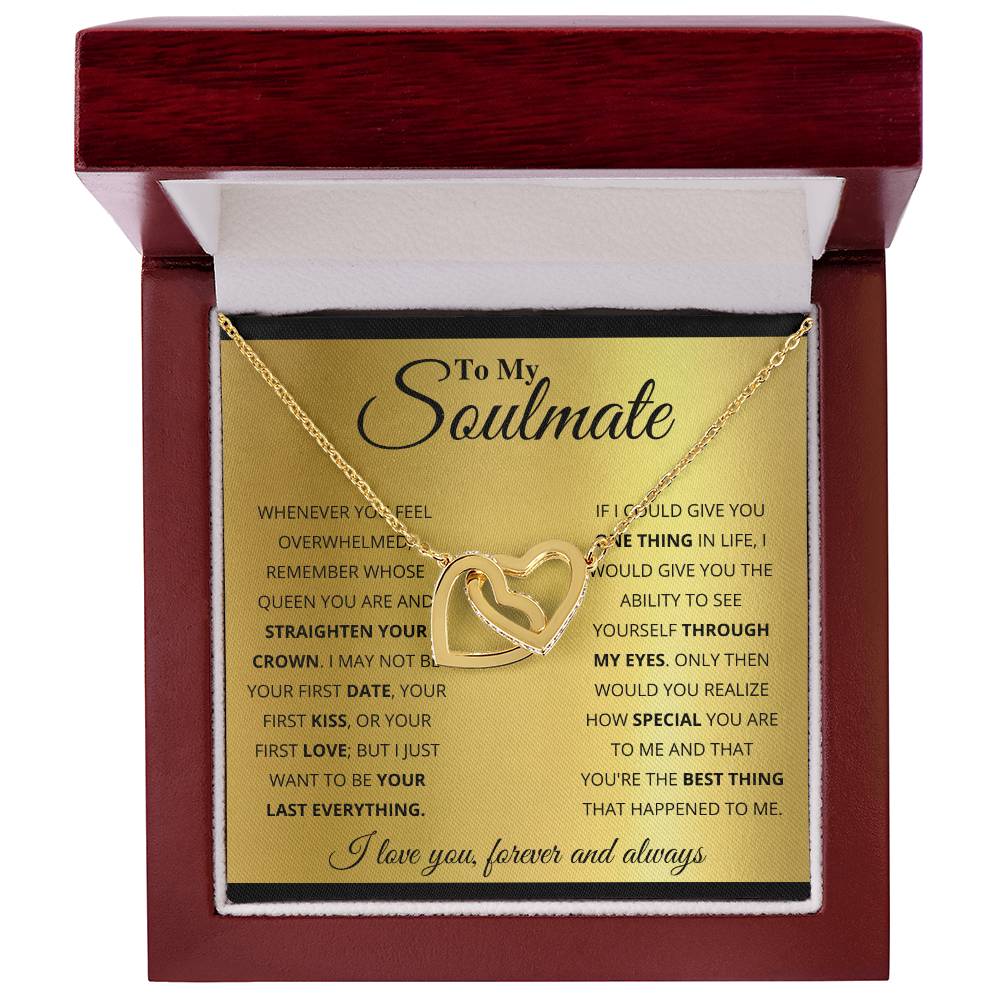 To My Soulmate Necklace - Soulmate Gift for Her for Valentine’s Day & Every Day Love - Interlocking Hearts Necklace