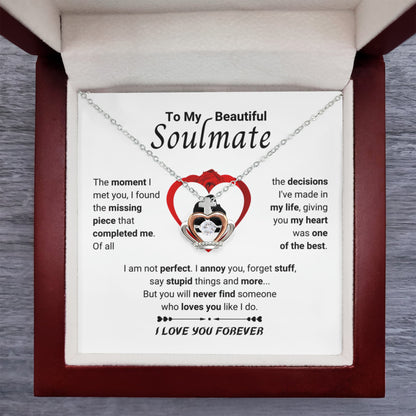 To My Beautiful Soulmate Necklace - Gift for Her for Birthday & Sweet Romantic Surprises - Crown Pendant Necklace