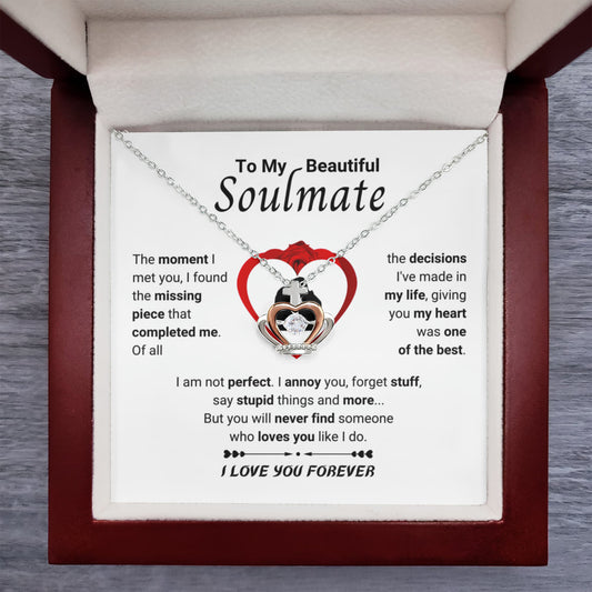 To My Beautiful Soulmate Necklace - Gift for Her for Birthday & Sweet Romantic Surprises - Crown Pendant Necklace