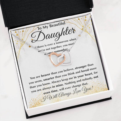 To My Daughter Necklace – Daughter Graduation & Birthday Present – Interlocking Hearts Necklace