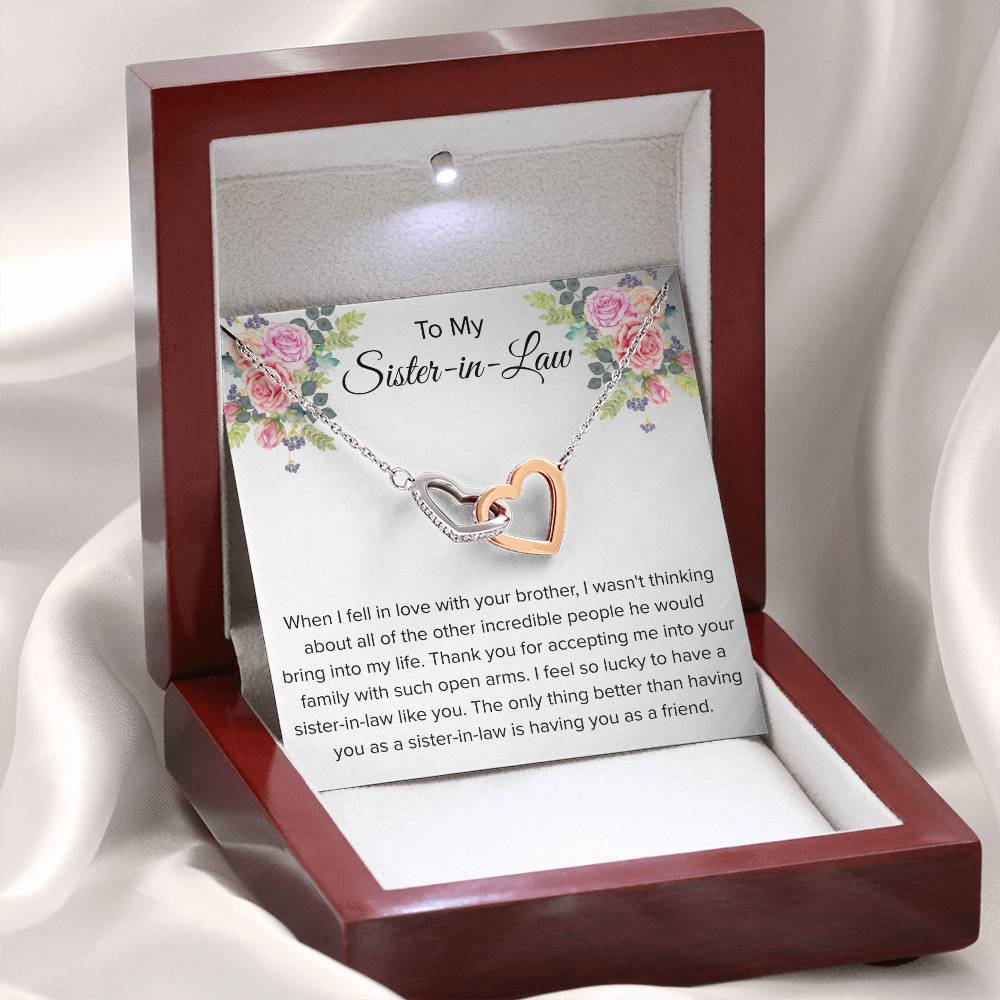 To My Sister In Law Necklace - Gift for Bonus Sister - Interlocking Hearts Necklace