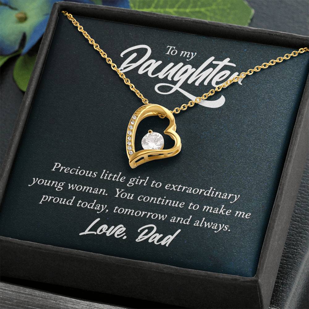 To My Daughter Necklace - Sweetest Daughter Gift from Dad for Birthday Joy & Proud Dad Love - Forever Love Necklace