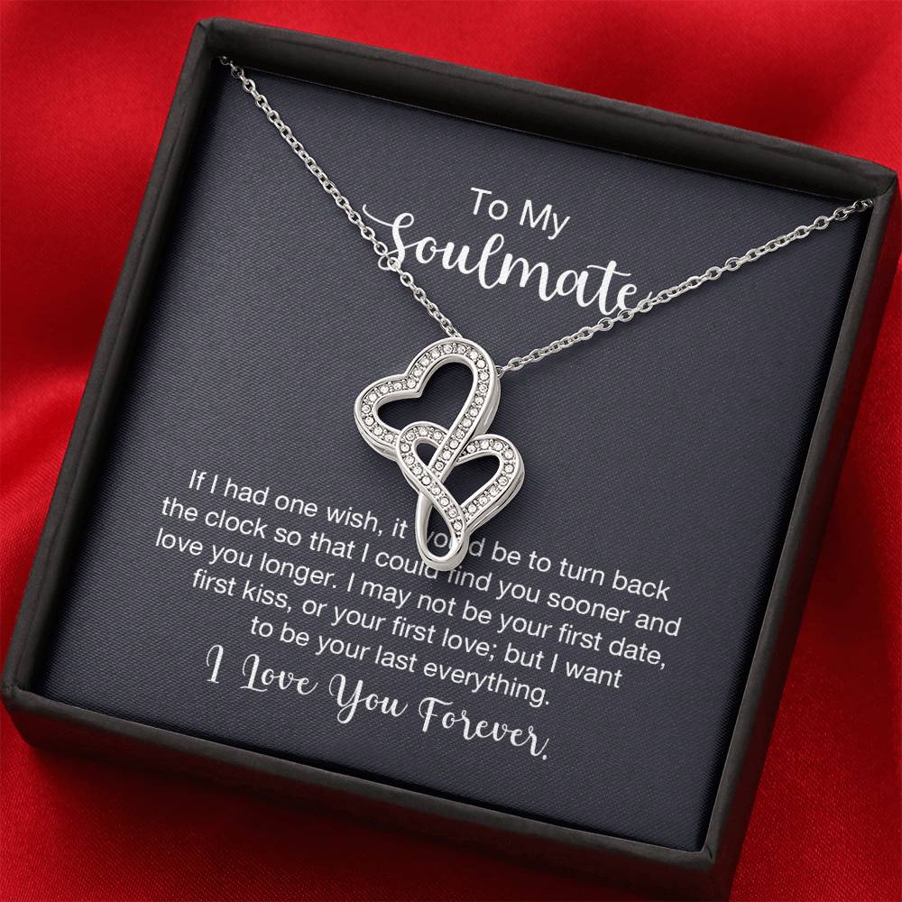 To My Soulmate Necklace - Soulmate Gift for Her for Valentine’s Day & Every Day Love - Heart-to-heart Pendant Necklace