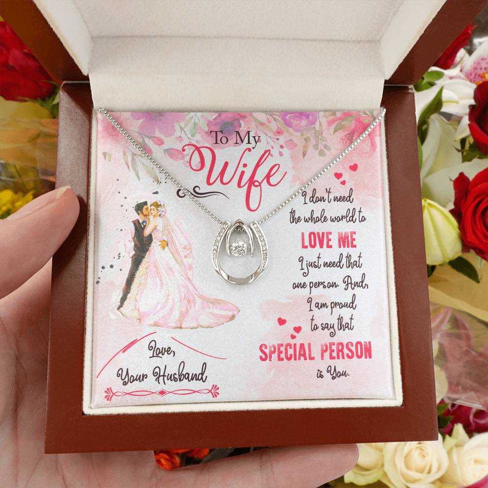 Thoughtful Gift for Wife - Emotional Jewelry from Husband for Anniversary, Birthday, Valentine’s Day & Holidays - Lucky In Love Necklace