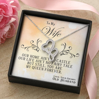 To My Wife Necklace - Sweet Emotional Gift for Wife from Husband on Birthday, Anniversary & Valentine’s Day - Heart-to-heart Pendant Necklace