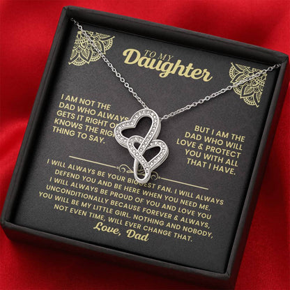 To My Daughter Necklace - I will always be your biggest fan - Gift for Daughter from Dad - Heart-to-heart Pendant Necklace