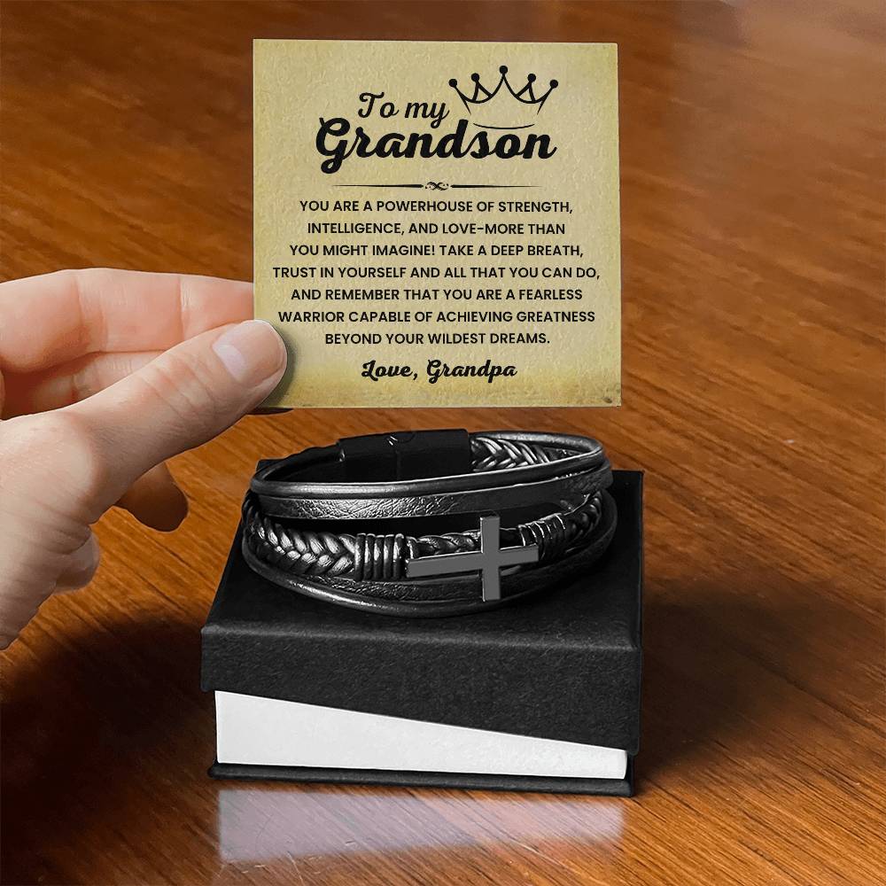 Gift for Grandson – Grandpa Edition – Graduation, Birthday – Men's Cross Bracelet
