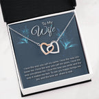 To My Wife Necklace - Romantic Everyday Jewelry Gift from Husband for Birthday, Valentine’s Day & Just Because - Interlocking Hearts Necklace