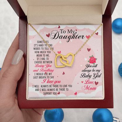 To My Daughter Necklace – Mom Gift for Daughter’s Birthday – Interlocking Hearts Necklace