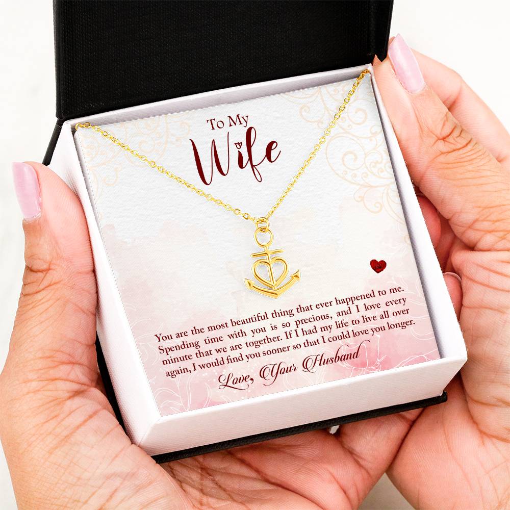 To My Wife Necklace - Heartwarming Gift from Husband for Birthday, Anniversary & Valentine’s Day - Anchor Pendant Necklace