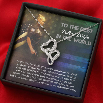 To The Best Police Wife In The World - Heart-to-heart Pendant Necklace from Husband