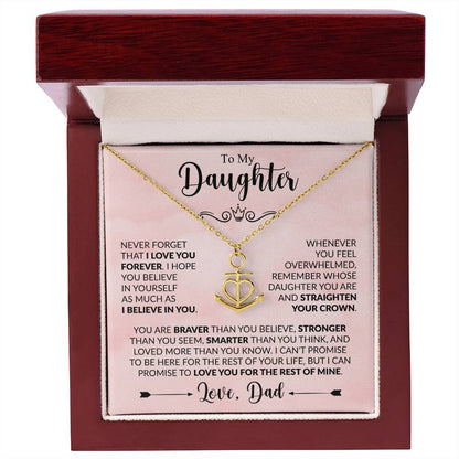 To My Daughter Necklace – Graduation & Xmas Gift from Dad – Anchor Pendant Necklace
