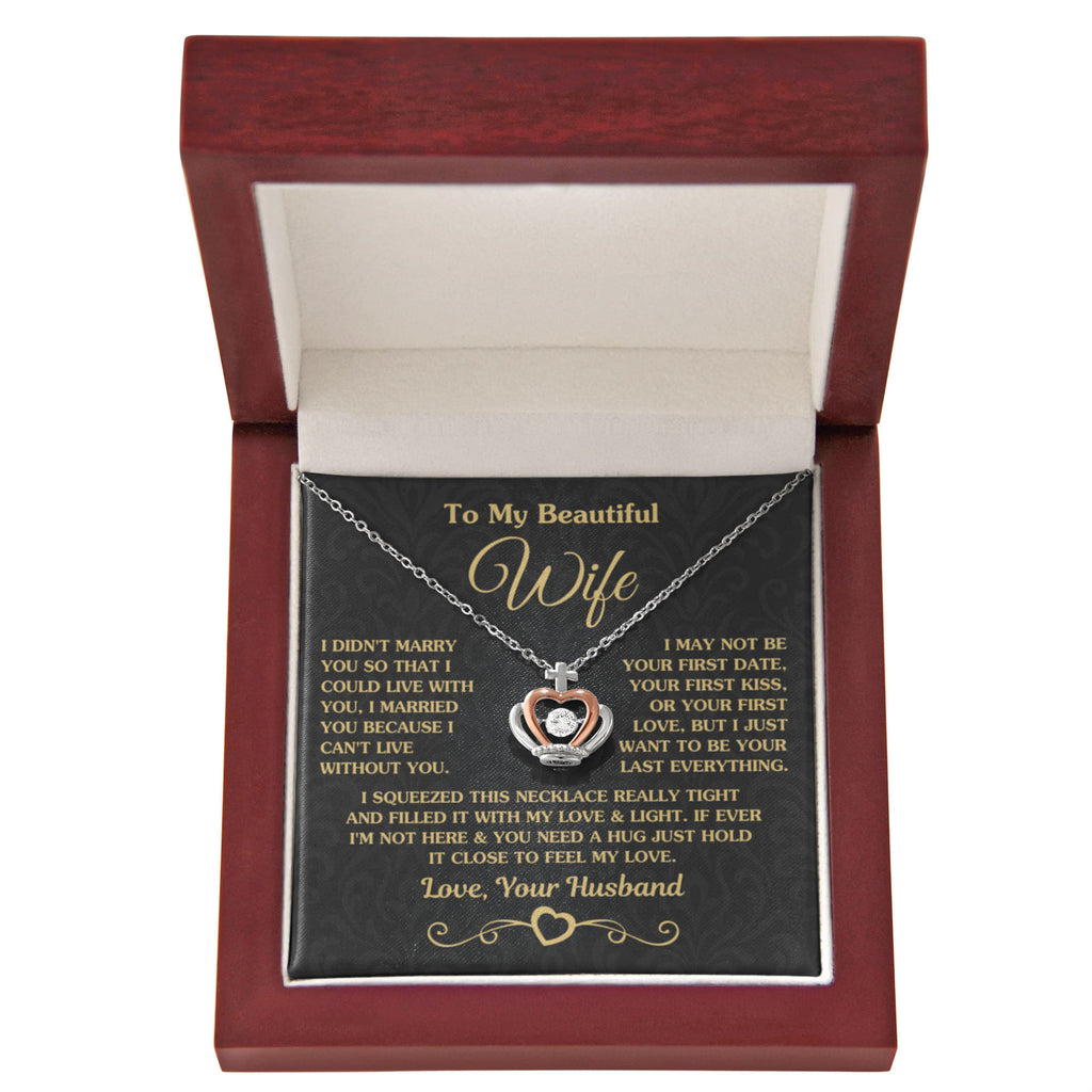 Thoughtful Gift for Wife - Emotional Jewelry from Husband for Anniversary, Birthday, Valentine’s Day & Holidays - Crown Pendant Necklace