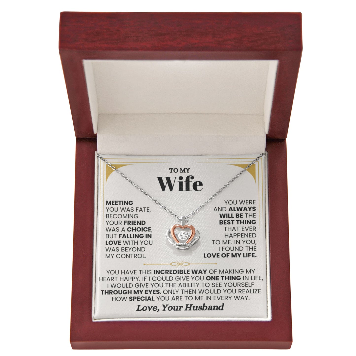 To My Wife Necklace - Romantic Gift for Special Moments & Valentine’s Day - Crown Pendant Necklace