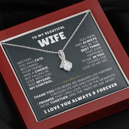 To My Beautiful Wife Necklace - Emotional Jewelry Gift for Wife from Husband to Celebrate Love Every Day - Alluring Beauty Necklace