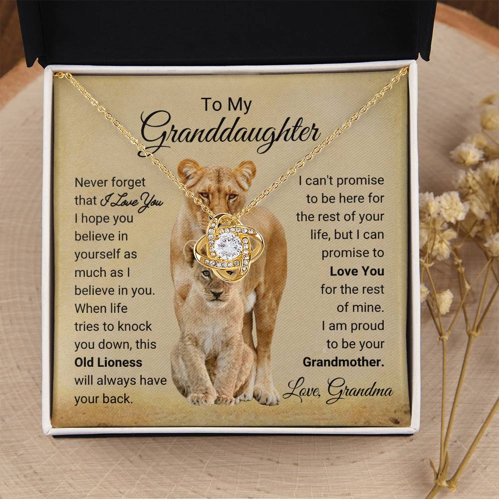 To My Granddaughter Necklace – Granddaughter Birthday Graduation Necklace Gift from Grandma – Love Knot Necklace