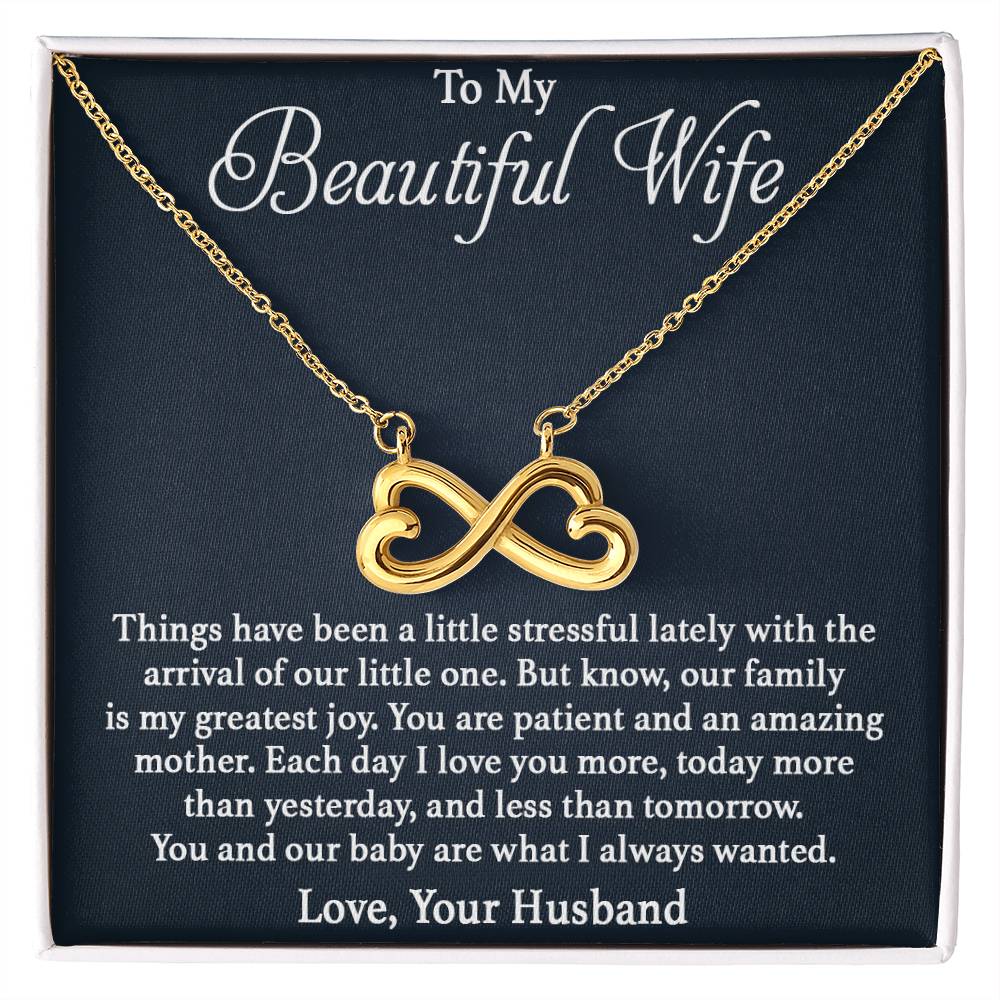 To My Beautiful Wife Necklace - Sweet Emotional Gift for Wife from Husband on Birthday, Anniversary & Valentine’s Day - Endless Love Necklace