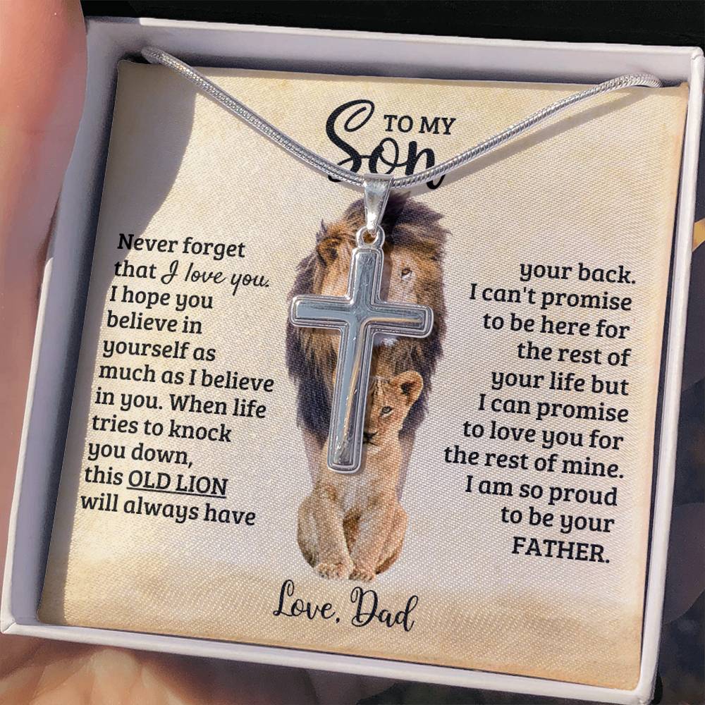 To My Son - Gift for Son from Dad - I am so proud to be your father - Artisan Cross Necklace