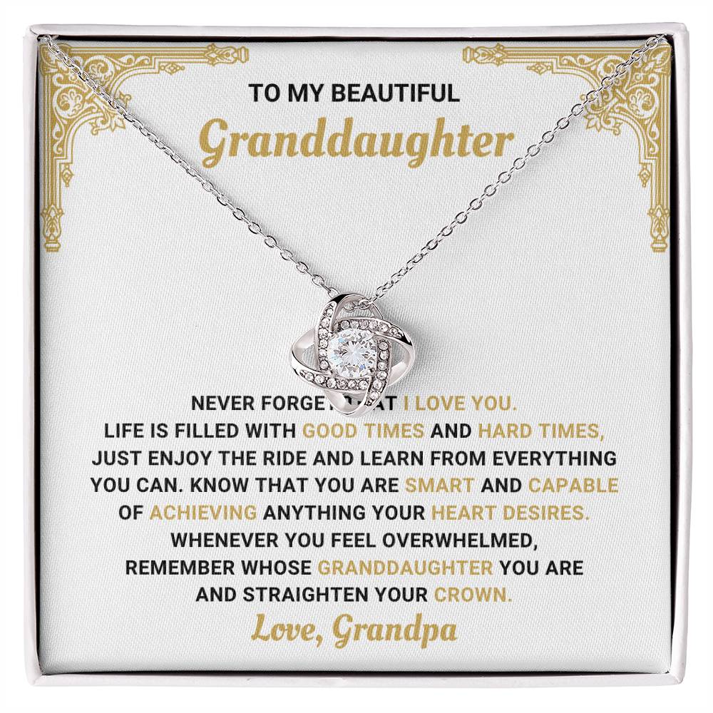 To My Granddaughter Necklace – Birthday Graduation Necklace Gift for Granddaughter – Love Knot Necklace