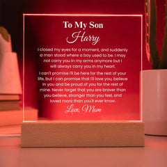 Custom Engraved Acrylic Gift for Son, Inspirational Quote Plaque, Special Occasion Present, To My Son