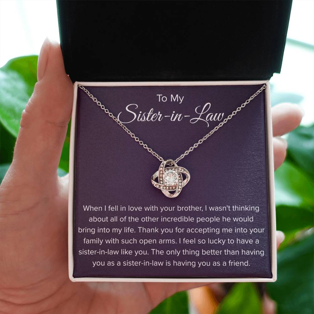 To My Sister In Law - Thank You for Accepting Me - Love Knot Necklace