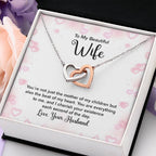 To My Beautiful Wife Necklace - Best Surprise Gift for Wife from Husband for Anniversary, Christmas & Valentine’s Day - Interlocking Hearts Necklace