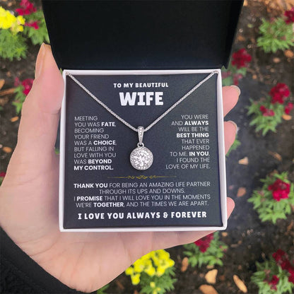 To My Beautiful Wife Necklace - Emotional Jewelry Gift for Wife from Husband to Celebrate Love Every Day - Eternal Hope Necklace