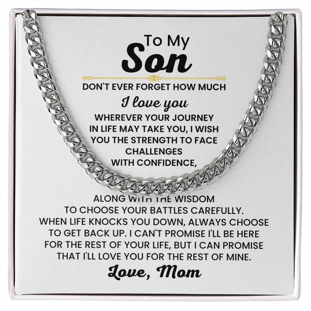 To My Son Necklace – Gift for Son from Mom – Cuban Link Chain