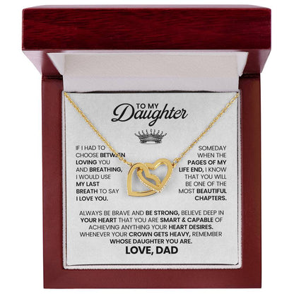To My Daughter Necklace - Sentimental Jewelry Gift from Dad for Graduation & Life Achievements - Interlocking Hearts Necklace