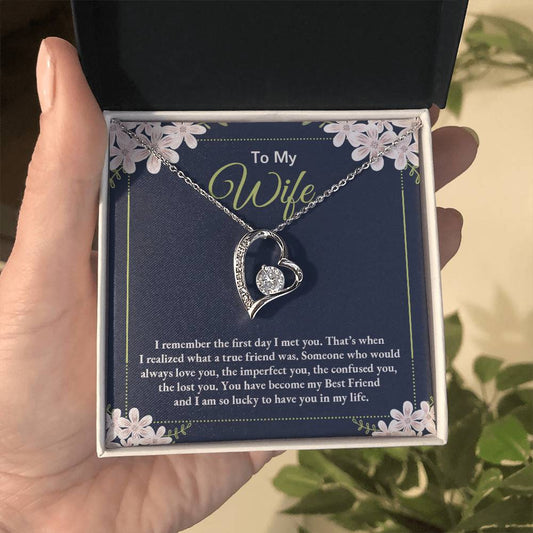 To My Wife Necklace - Best Loving Jewelry Gift for Valentine’s Day, Anniversaries & Romantic Surprises - Forever Love Necklace
