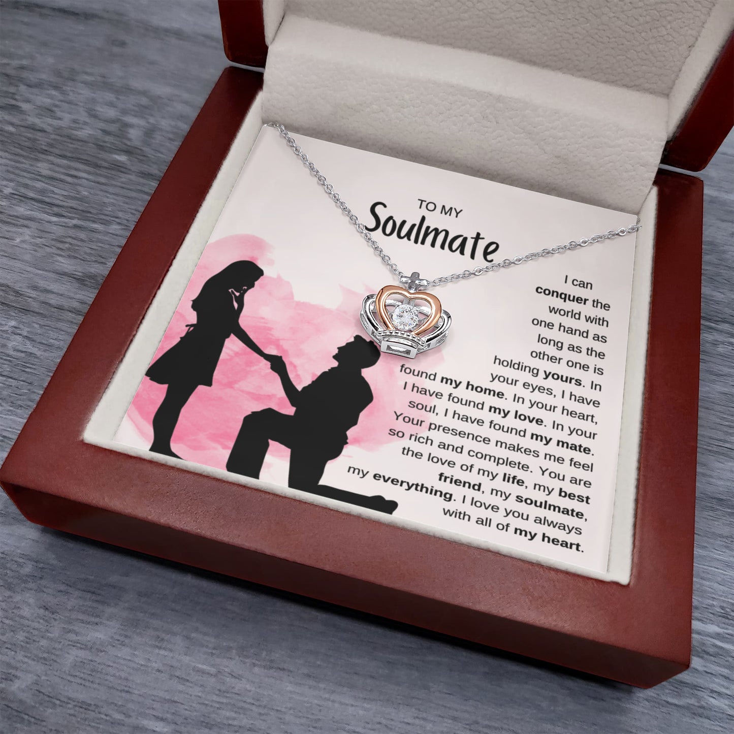 To My Soulmate Necklace - Unique Soulmate Gift for Her for Birthdays & Surprise Moments - Crown Pendant Necklace