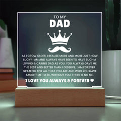 Heartfelt Gifts for Dad from Daughter, Engraved Acrylic Night Light, To My Dad