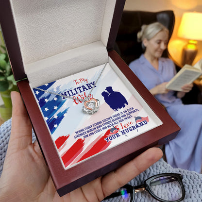 To My Military Wife Necklace - Sweet Romantic Jewelry for Wife - Crown Pendant Necklace