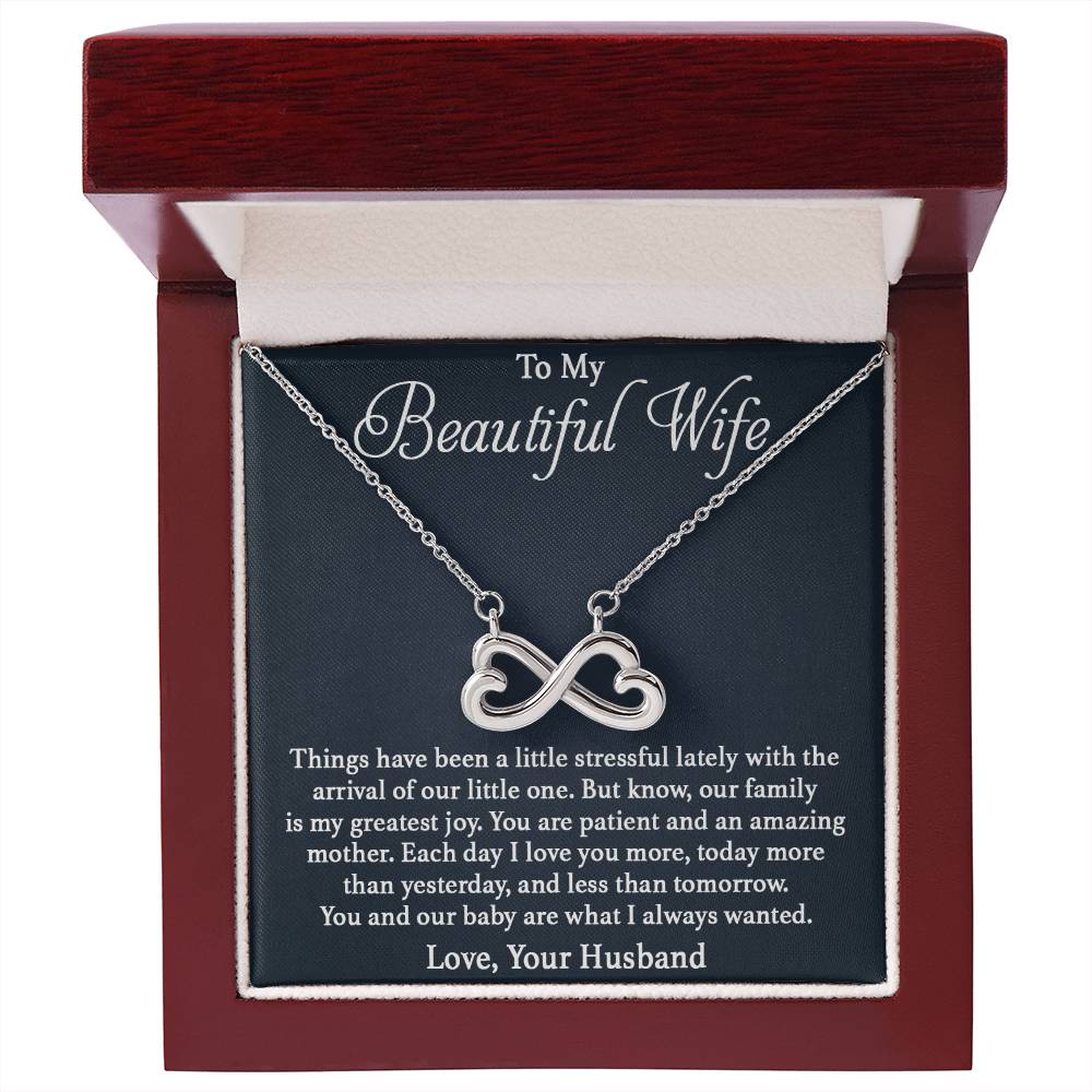 To My Beautiful Wife Necklace - Sweet Emotional Gift for Wife from Husband on Birthday, Anniversary & Valentine’s Day - Endless Love Necklace